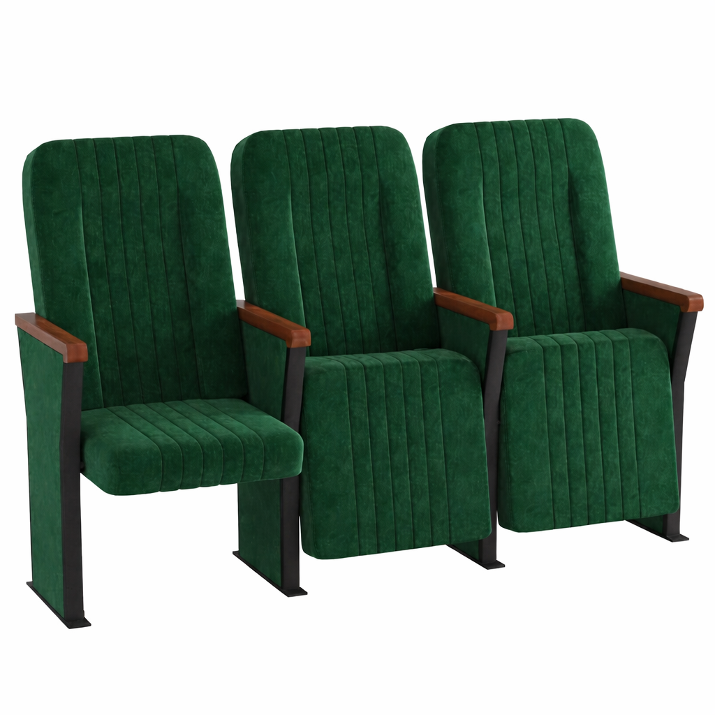 Крісло секційне "Магнум" з дерев'яним підлокітником та фальшпанелями, 3 секції MEBLIX